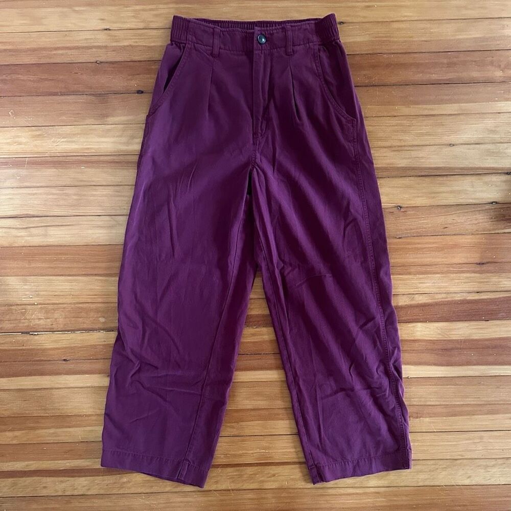 Madewell The Neale Straight-Leg Drapeweave Pant in Cabernet Size 4 - Picture 2 of 6
